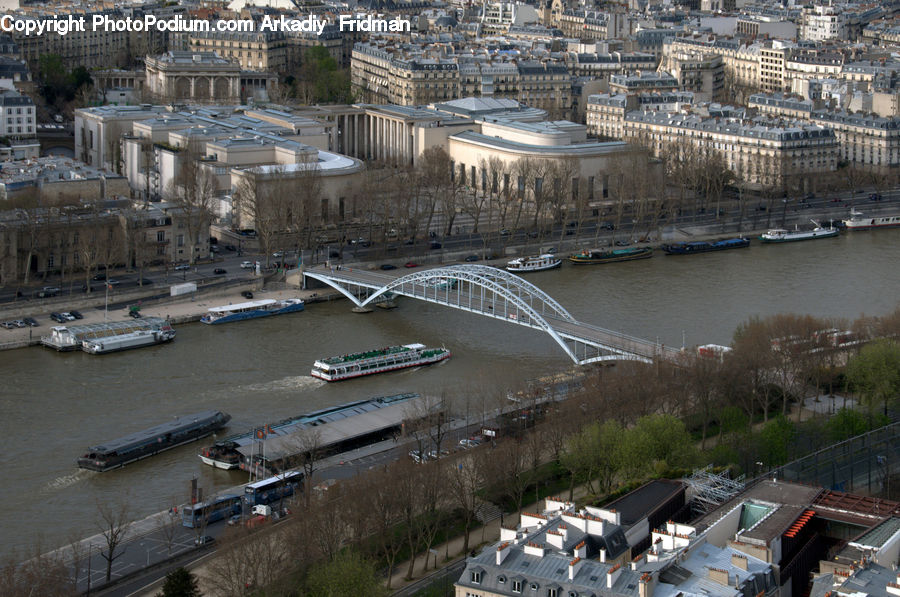 Aerial View, Boat, Watercraft, City, Downtown, Urban, Building