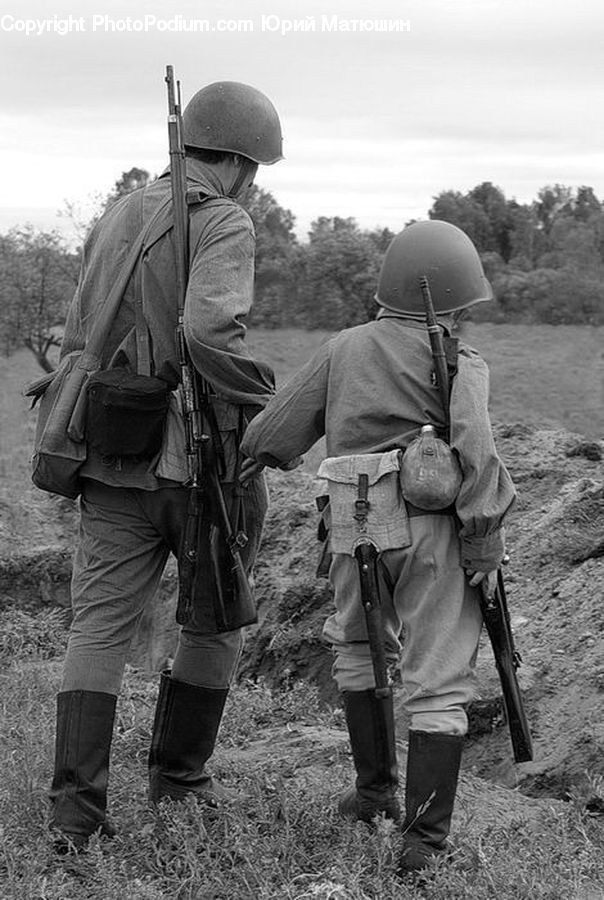 Human, People, Person, Bag, Field, Weapon