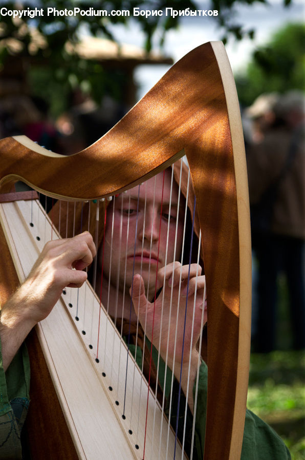 Harp, Musical Instrument, Arm, Bench