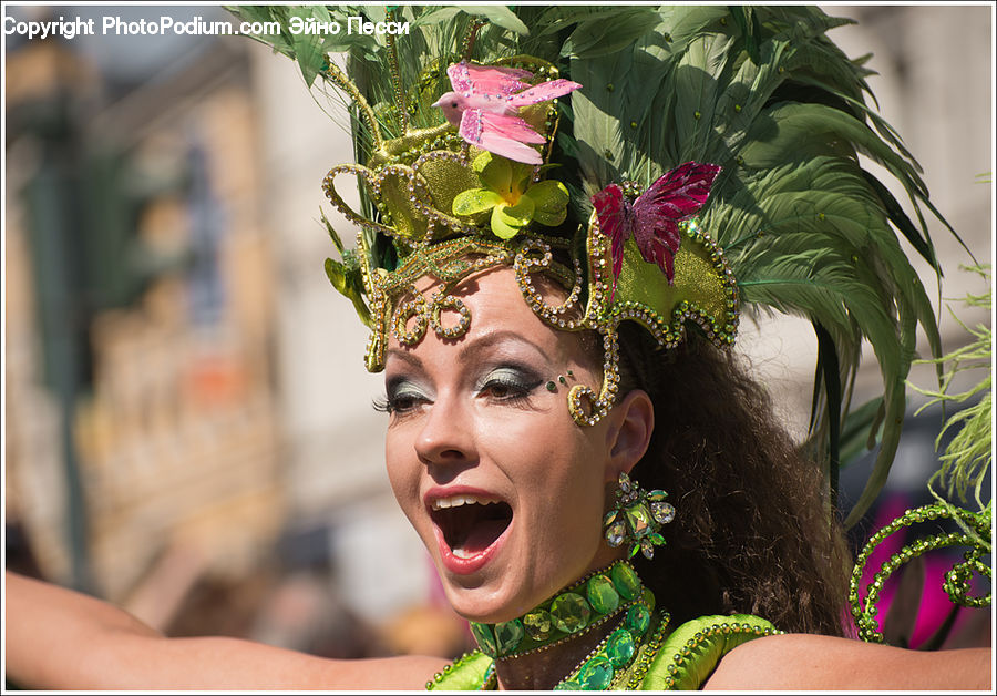 Carnival, Festival, Parade, Head, Portrait, Plant, Blossom