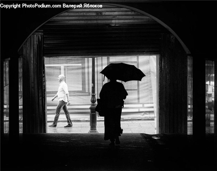 Human, People, Person, Silhouette, Umbrella