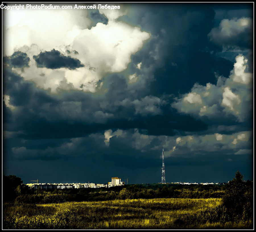 Cloud, Cumulus, Sky, Azure Sky, Outdoors, Field, Grass