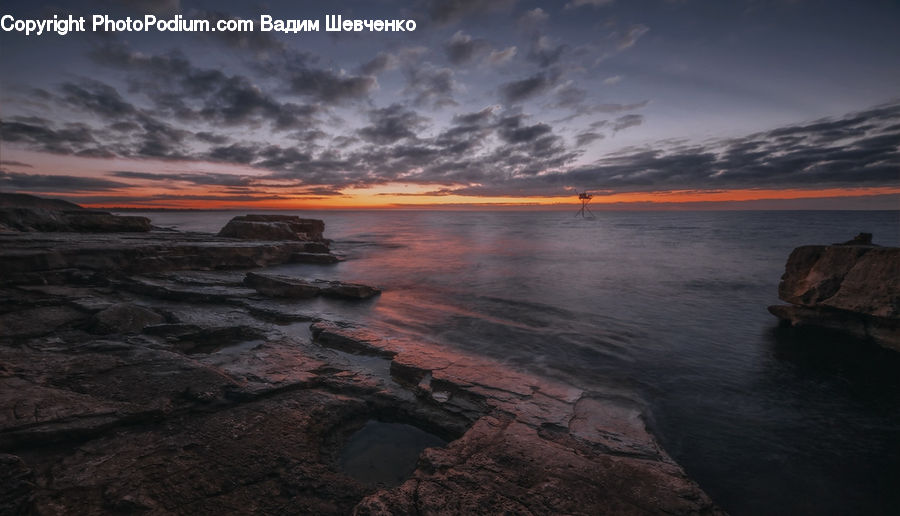 Cliff, Outdoors, Coast, Sea, Water, Rock, Dawn