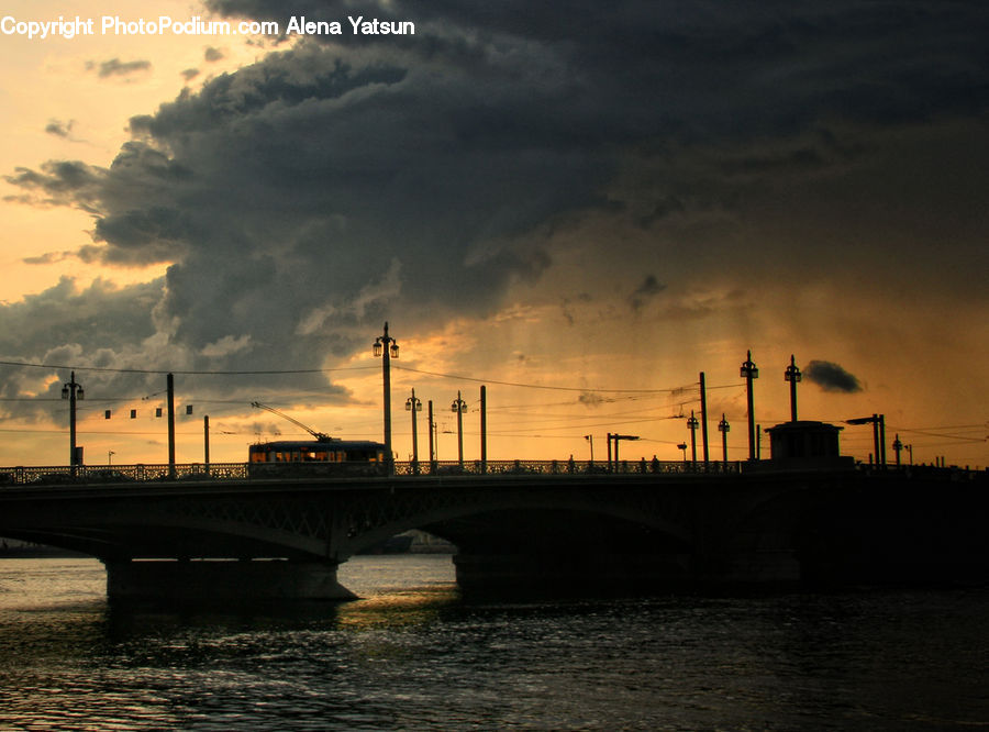 Bridge, Pollution, Dock, Port, Waterfront, Dawn, Dusk