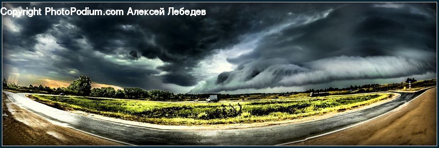 Cloud, Cumulus, Sky, Road, Soil, Freeway, Highway