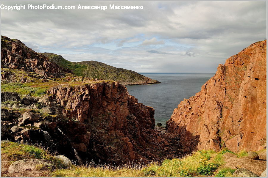 Cliff, Outdoors, Coast, Sea, Water, Animal, Bison