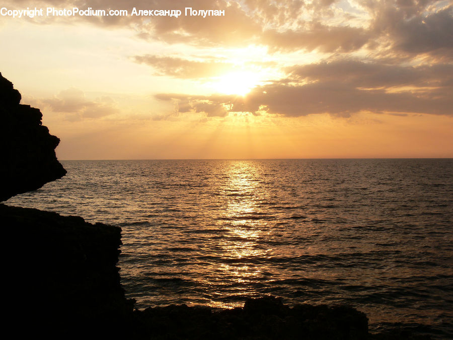 Flare, Light, Sunlight, Outdoors, Sea, Water, Silhouette