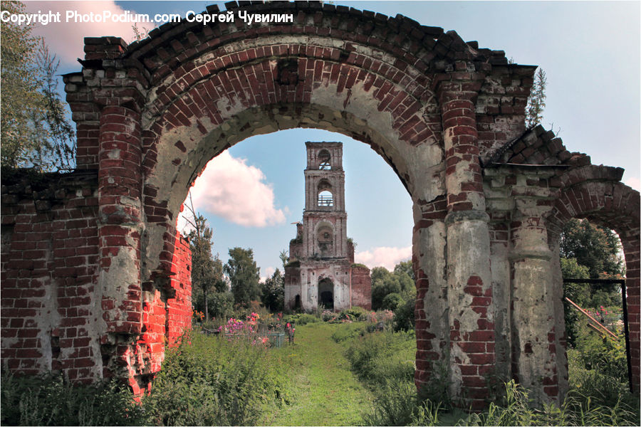 Ruins, Castle, Fort, Arch, Architecture, Bell Tower, Clock Tower