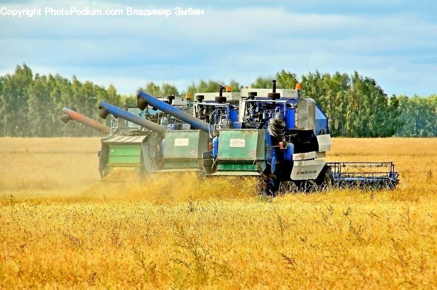 Field, Countryside, Harvest, Engine, Machine, Motor, Cannon