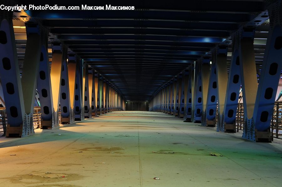Column, Pillar, Warehouse, Corridor, Lighting, Architecture, City