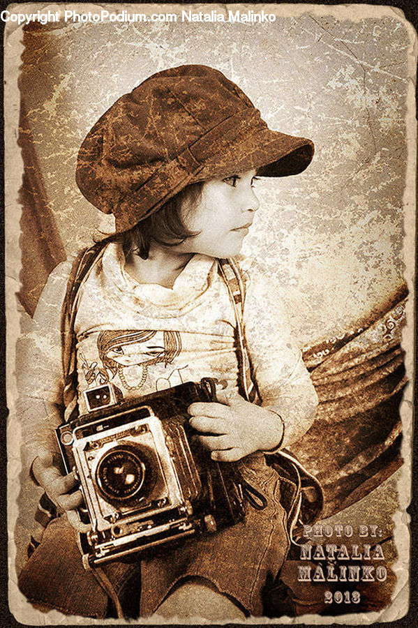 Camera, Electronics, Collage, Poster, Cardboard