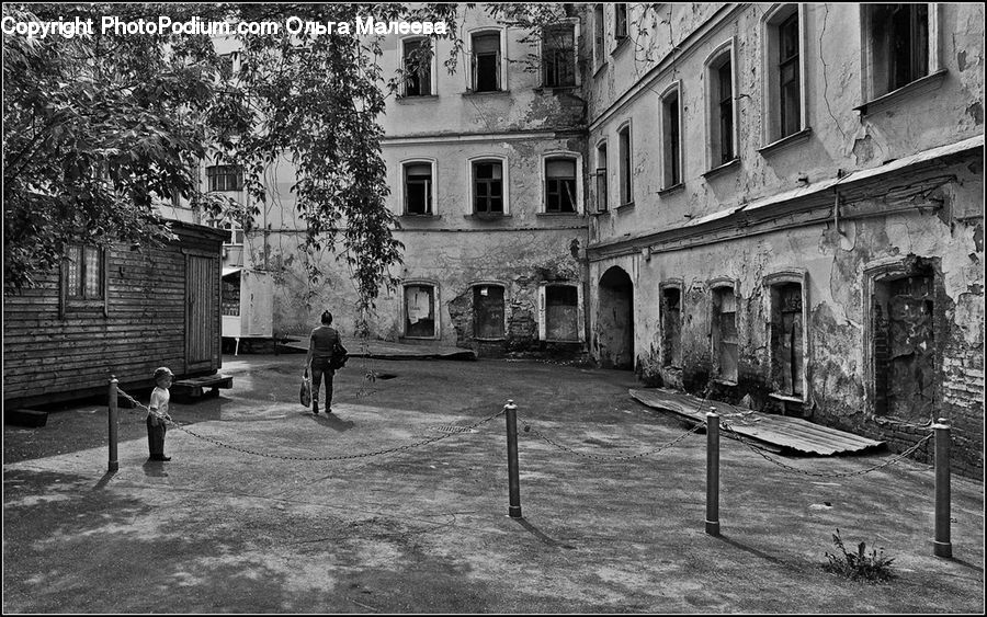 Bench, Building, Downtown, Town, Alley, Alleyway, Road