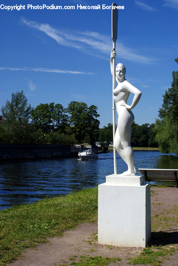 Art, Sculpture, Statue, Bench, Fountain, Water, Monument
