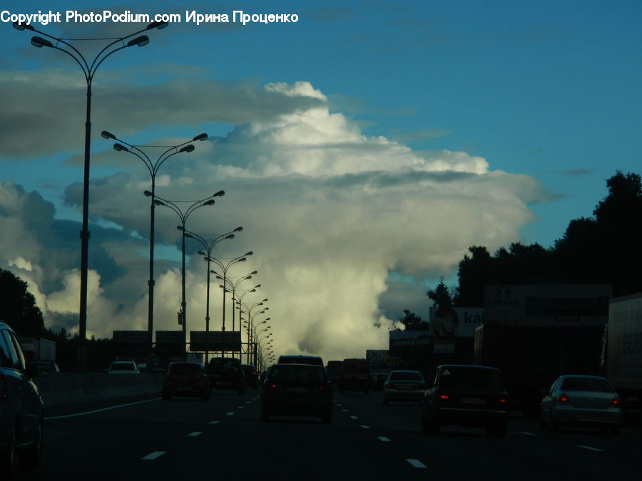 Automobile, Car, Vehicle, Freeway, Road, Azure Sky, Cloud