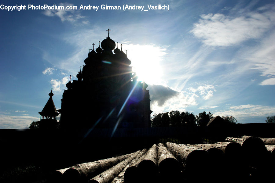 Flare, Light, Sunlight, Silhouette, Architecture, Pagoda, Shrine