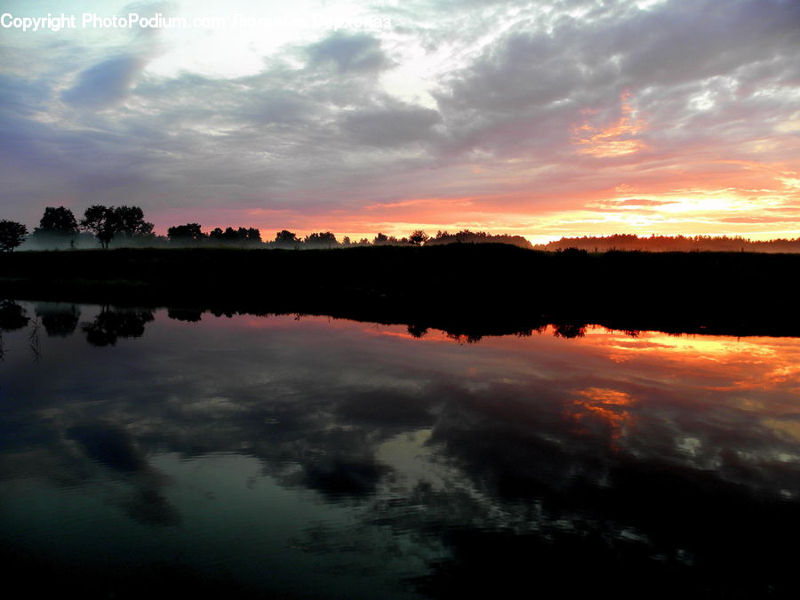 Dawn, Dusk, Red Sky, Sky, Sunrise, Sunset, Silhouette