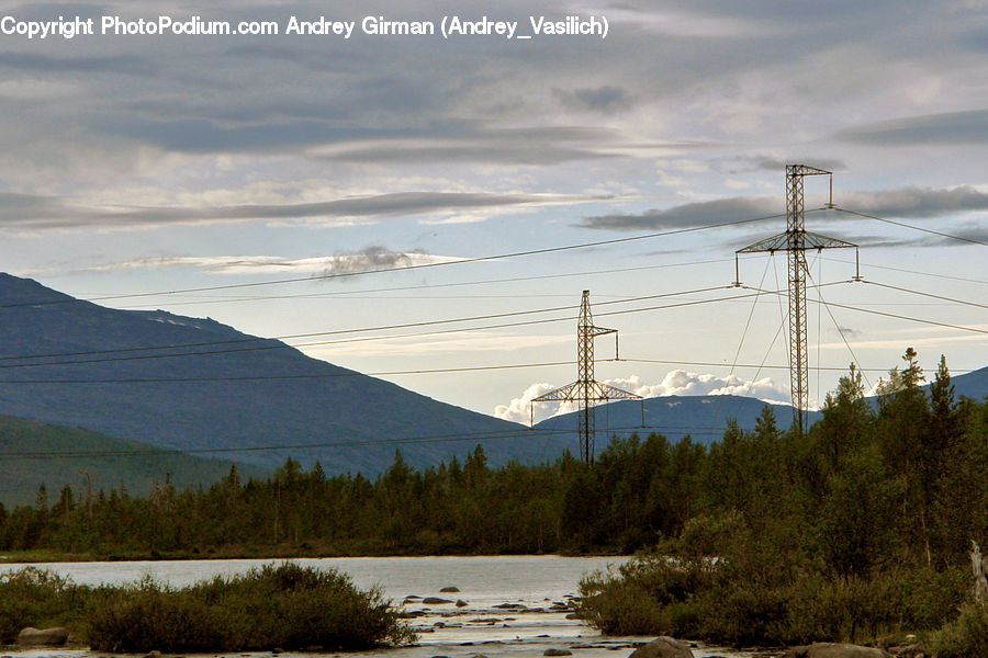 Cable, Electric Transmission Tower, Power Lines, Cable Car, Trolley, Vehicle, Dirt Road