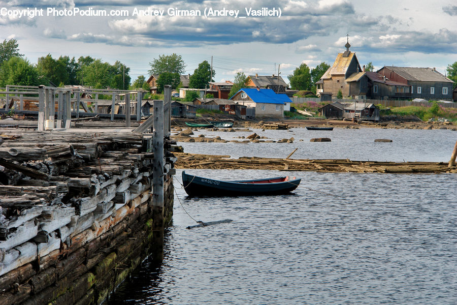 Boat, Watercraft, Dinghy, Lumber, Building, Cottage, Housing