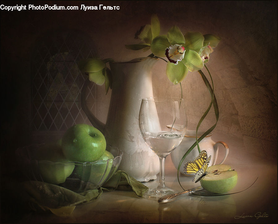 Glass, Goblet, Blossom, Flower, Plant, Rose, Paper