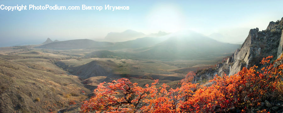 Canyon, Outdoors, Valley, Flare, Light, Sunlight, Crest