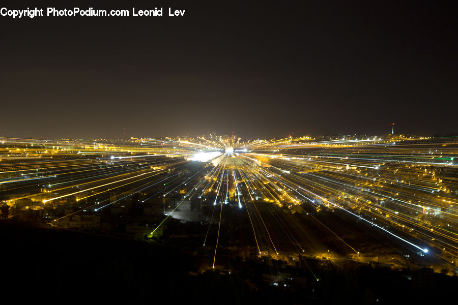 Fireworks, Night, Lighting, City, Downtown, Metropolis, Urban