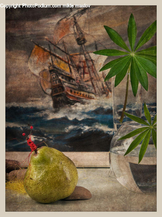 Leaf, Plant, Collage, Poster, Fruit, Pear, Art