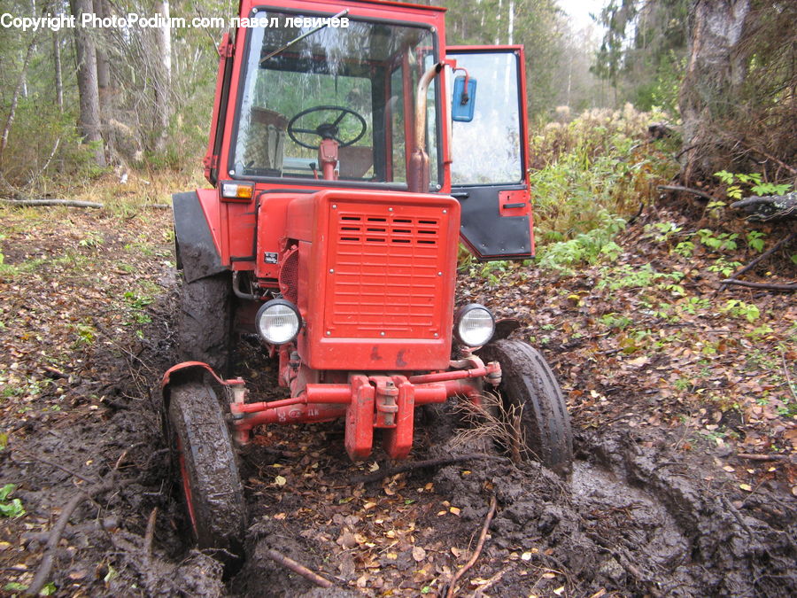 Tractor, Vehicle, Soil, Car, Van, Bulldozer, Dirt Road