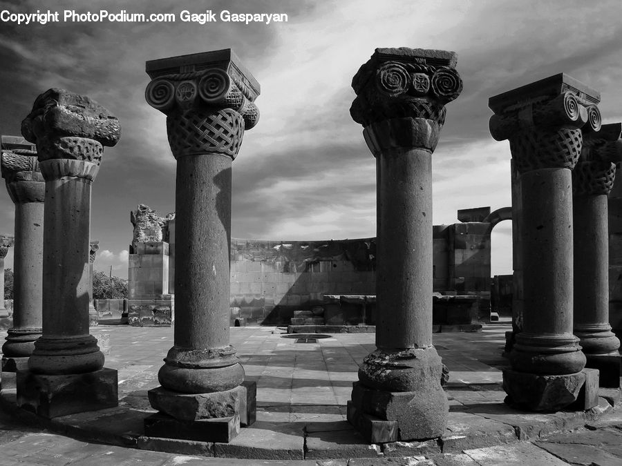Column, Pillar, Box, Crate, Ruins, Art, Gargoyle