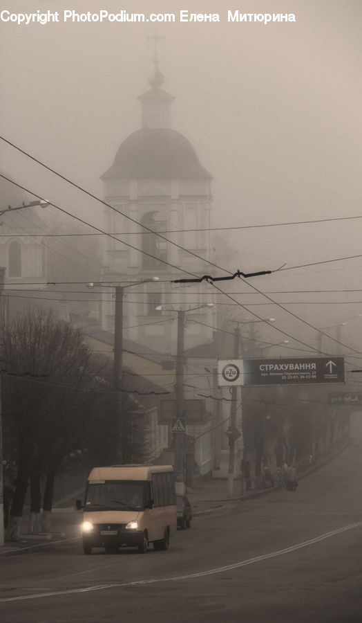 Fog, Pollution, Smog, Smoke, Car, Van, Road