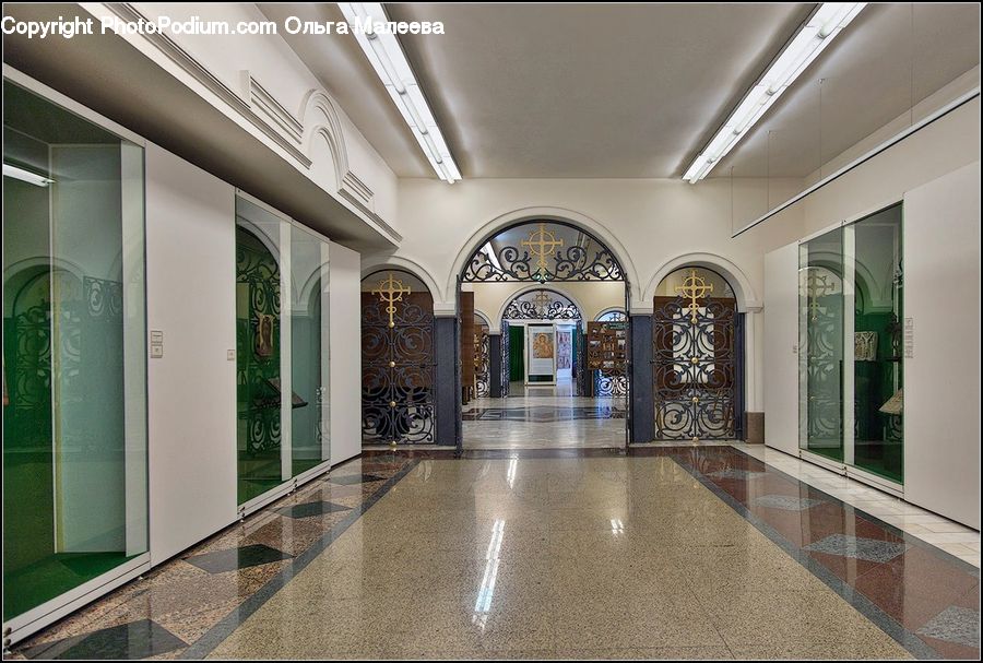 Floor, Flooring, Corridor, Indoors, Interior Design, Room, Arched