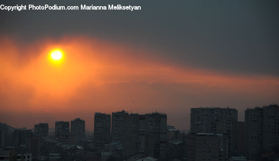 City, Downtown, Dawn, Dusk, Sky, Sunrise, Sunset