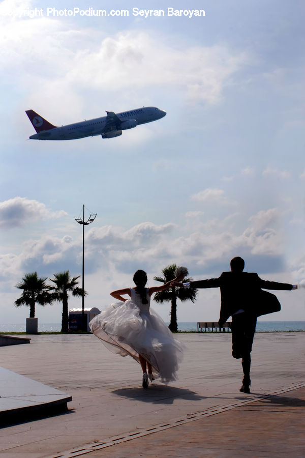 Human, People, Person, Silhouette, Aircraft, Airliner, Airplane