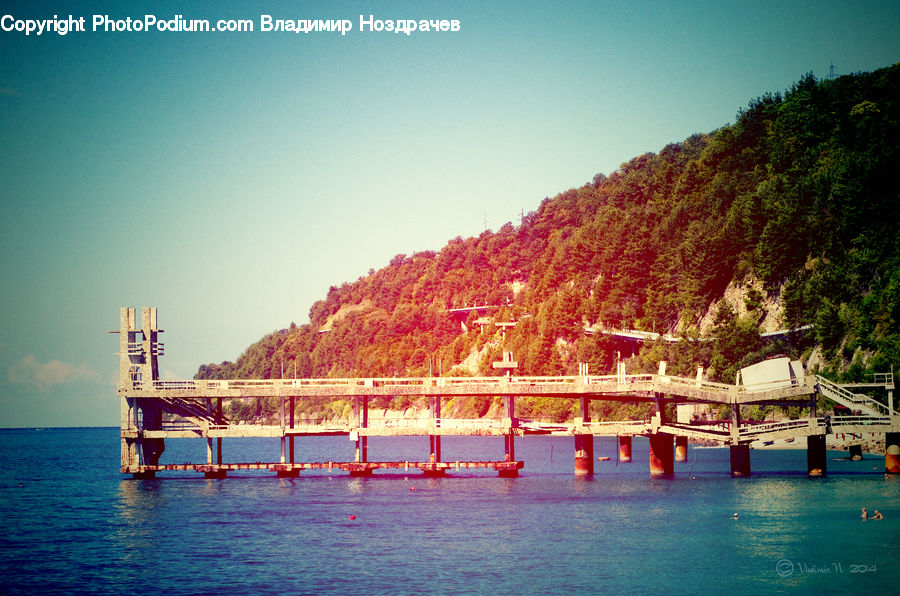Bridge, Dock, Pier, Hotel, Resort, Landscape, Nature