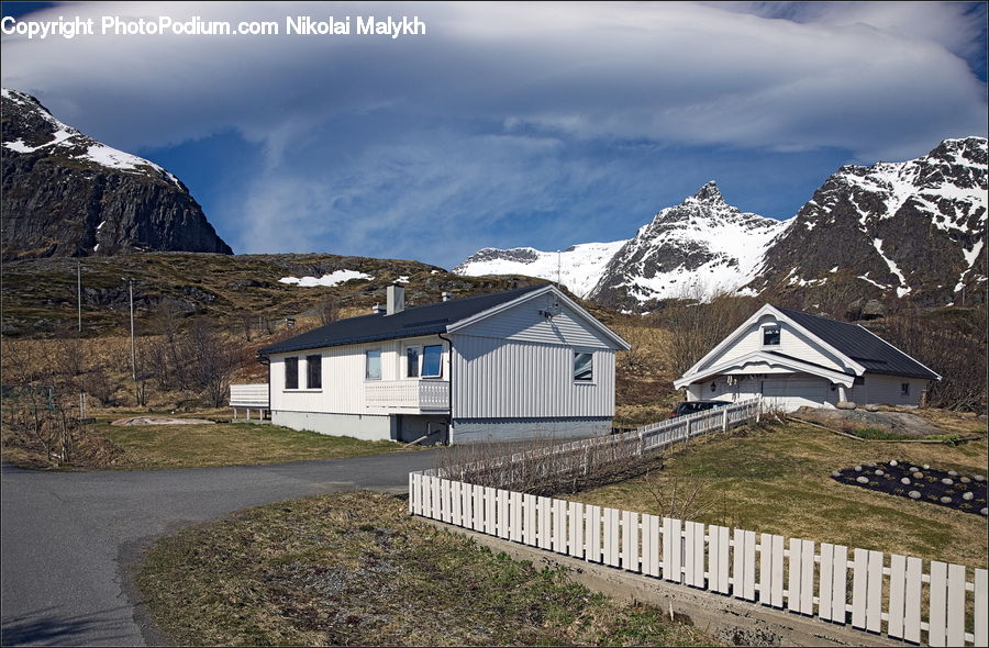 Alps, Crest, Mountain, Peak, Building, Cottage, Housing