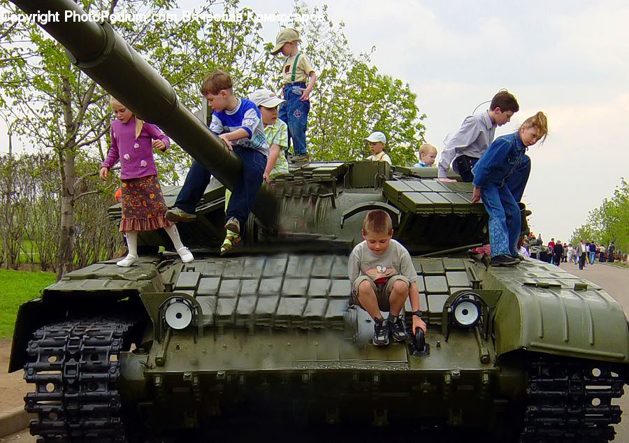 People, Person, Human, Army, Tank, Vehicle, Playground