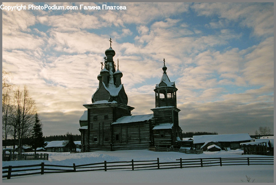 Ice, Outdoors, Snow, Bench, Architecture, Bell Tower, Clock Tower