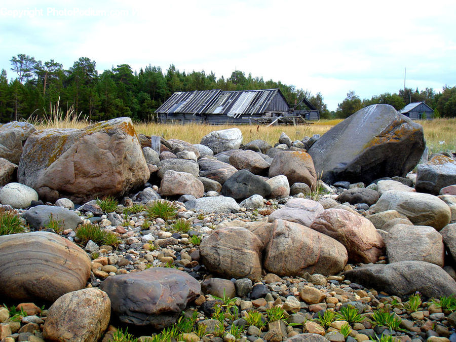 Rock, Coast, Outdoors, Sea, Water, Field, Grass
