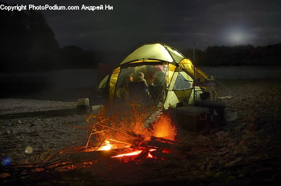 Bonfire, Campfire, Camping, Fire, Flame, Tent