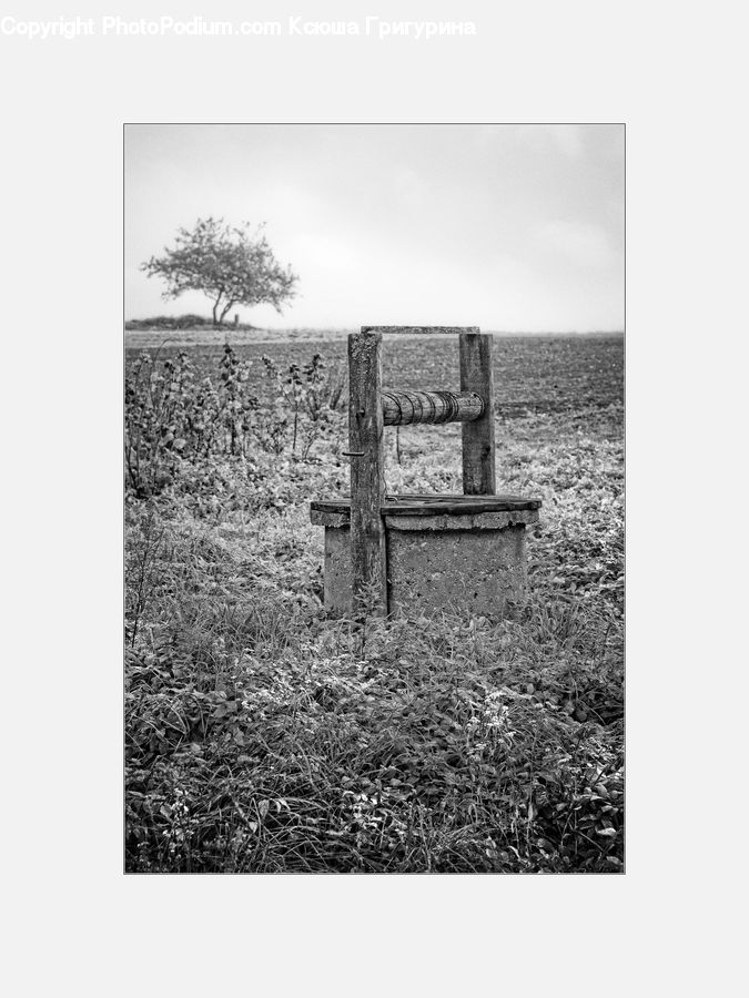 Bench, Chair, Furniture, Collage, Poster, Countryside, Outdoors
