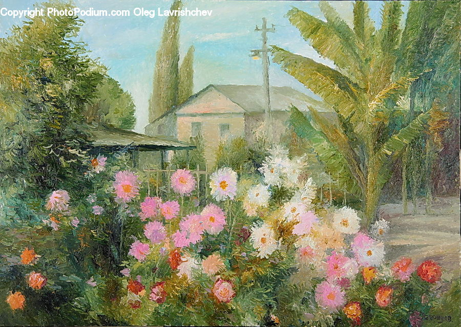 Art, Painting, Daisies, Daisy, Flower, Plant, Building