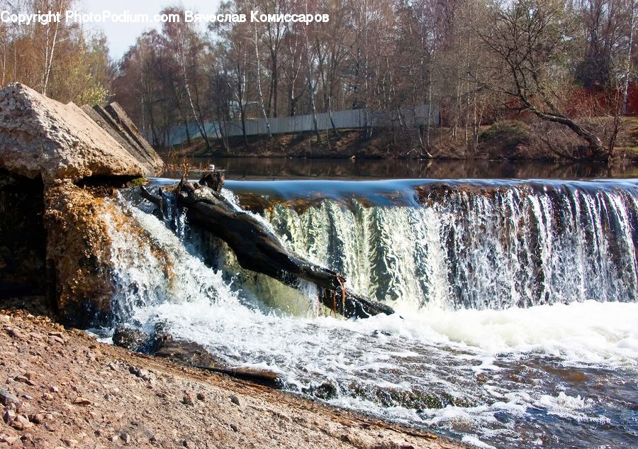 Creek, Outdoors, River, Water, Waterfall, Rock, Soil