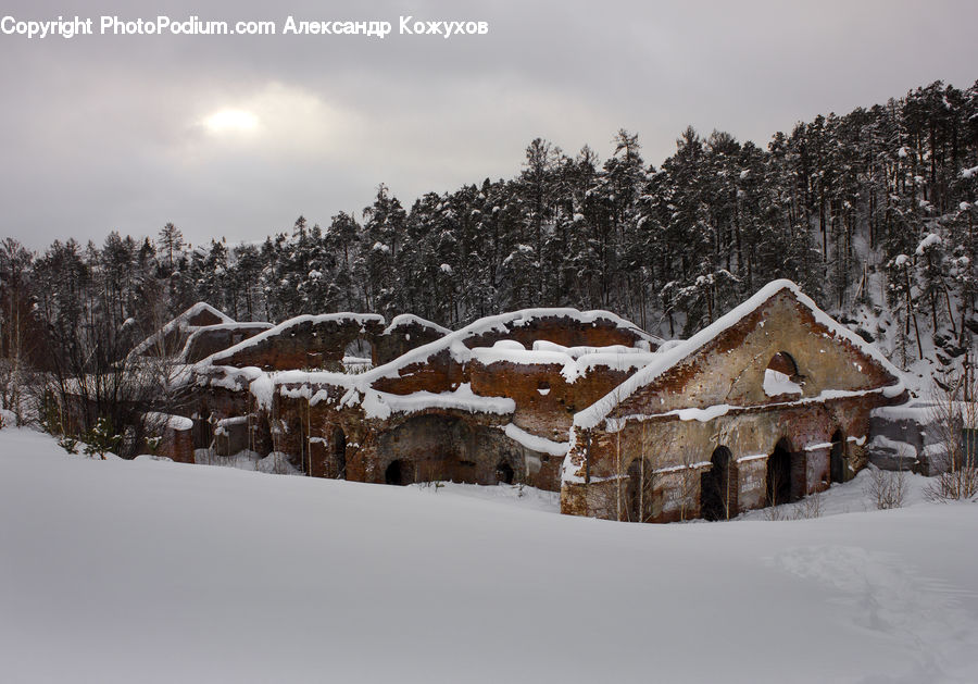 Ice, Outdoors, Snow, Building, Cottage, Housing, Cabin