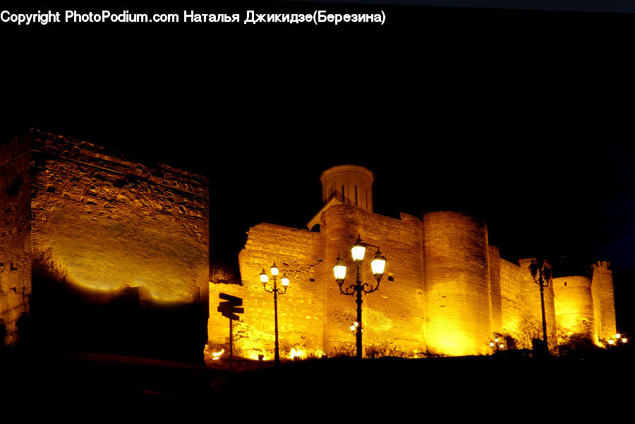 Night, Outdoors, Ancient Egypt, Castle, Fort, Lighting, Architecture