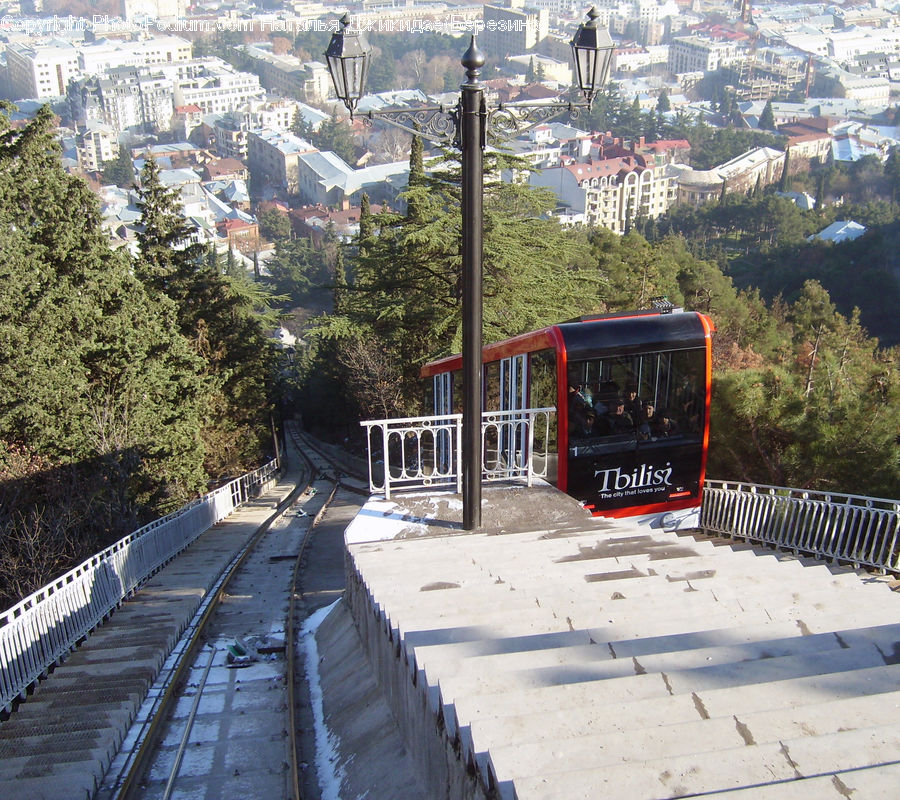 Cable Car, Trolley, Vehicle, Bus, Building, Downtown, Town
