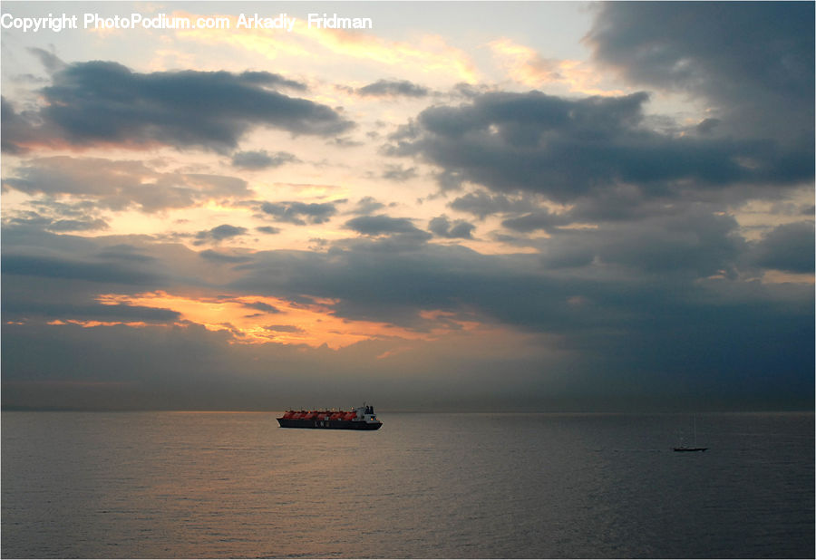 Ferry, Freighter, Ship, Tanker, Vessel, Azure Sky, Cloud