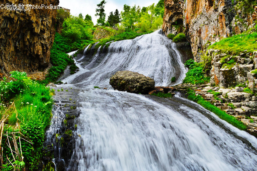 Outdoors, River, Water, Waterfall, Creek, Moss, Plant