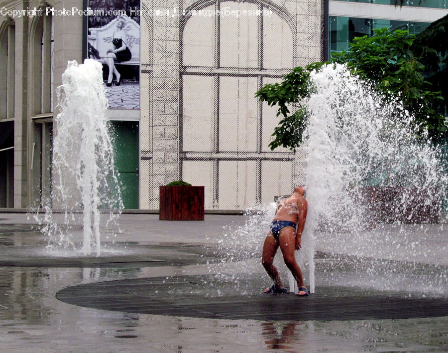 People, Person, Human, Fountain, Water, Bikini, Maillot