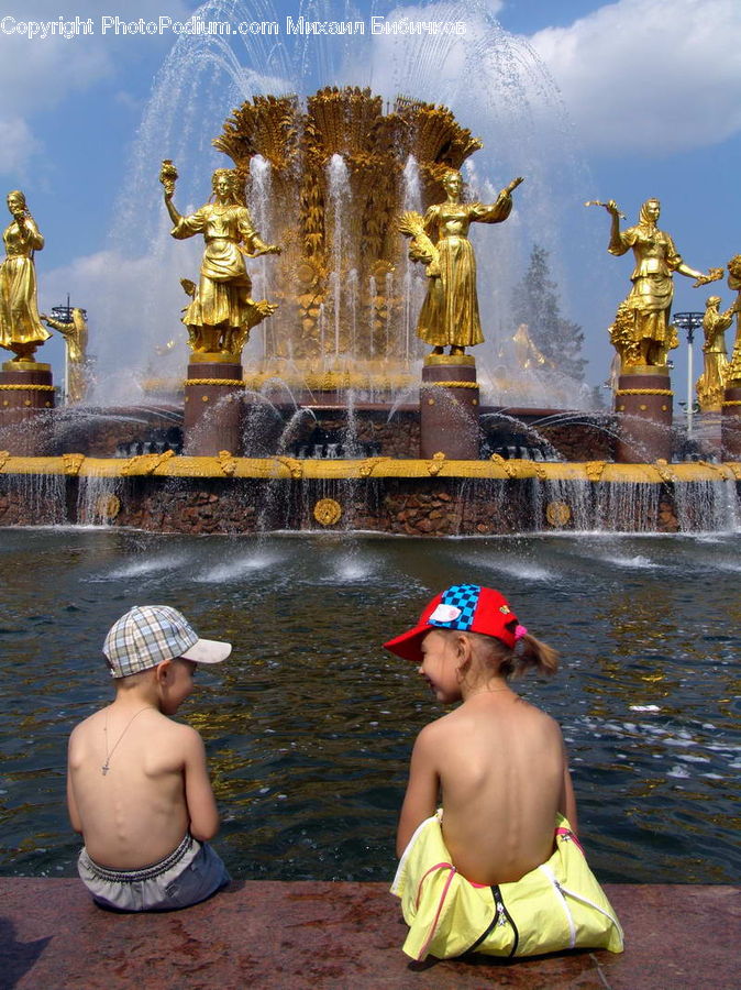 Fountain, Water, Human, People, Person, Angel, Archangel