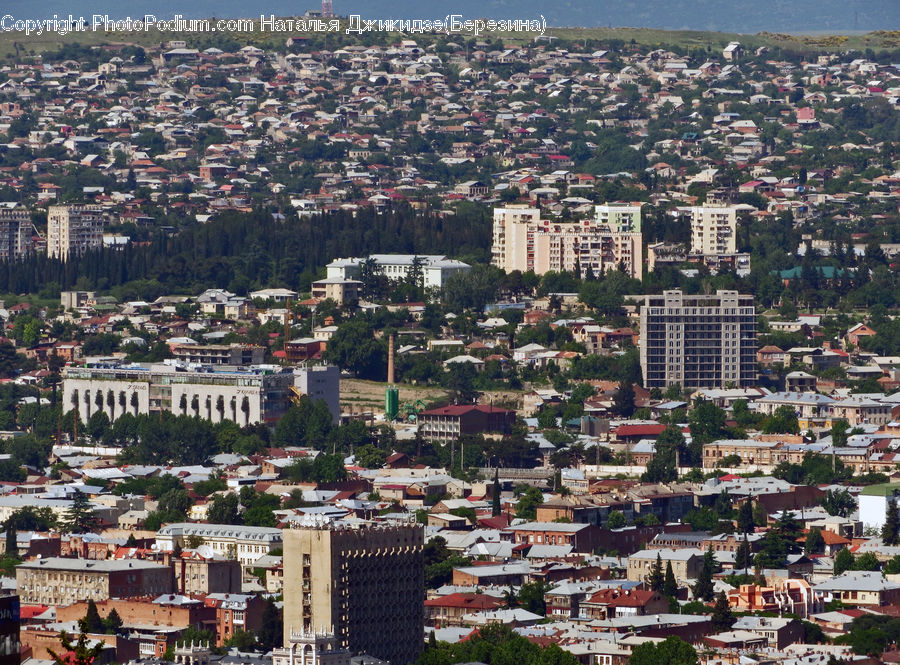 Aerial View, Building, Downtown, Town, City, Metropolis, Urban