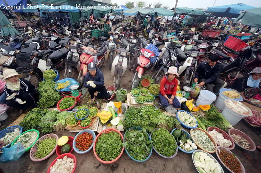 Motor, Motorcycle, Vehicle, Bazaar, Market, Bowl, Shop